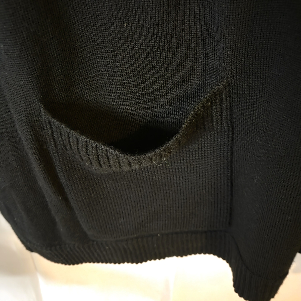 Talbots Elegant Merino Wool Black Cowl Neck Sweater Pockets Size XL - Picture 4 of 9